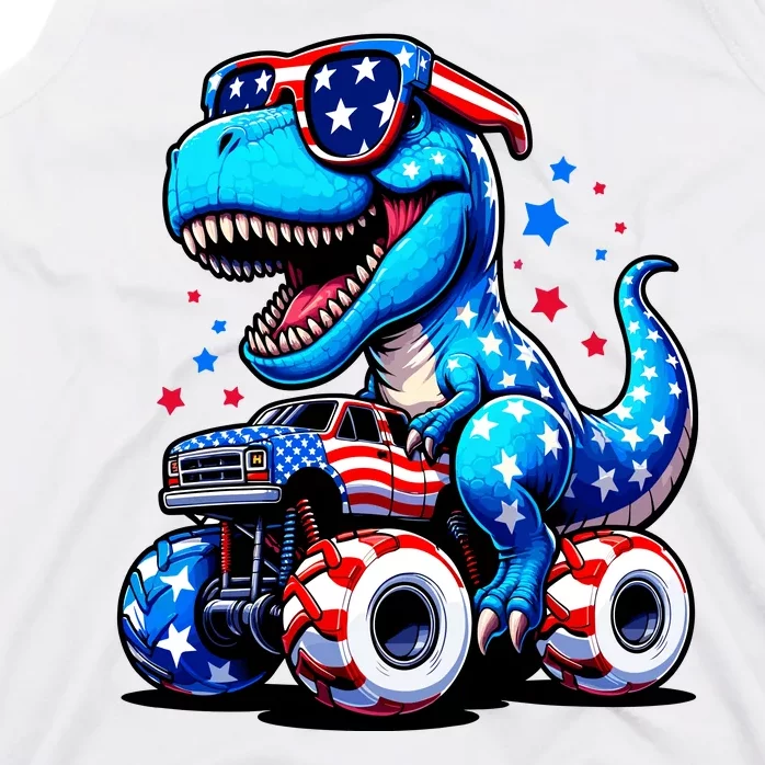 4th Of July Trex Riding Monster Truck Tank Top