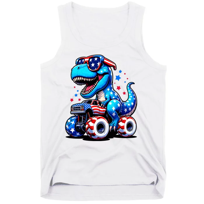 4th Of July Trex Riding Monster Truck Tank Top