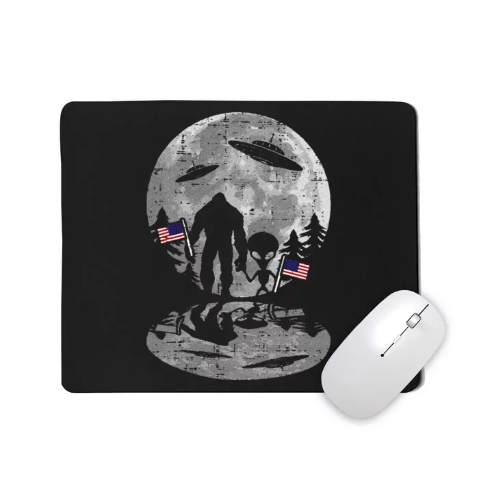 4th of July Bigfoot Alien UFO Funny Patriotic Mousepad