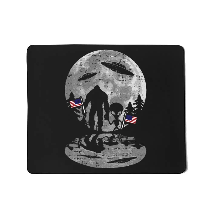 4th of July Bigfoot Alien UFO Funny Patriotic Mousepad