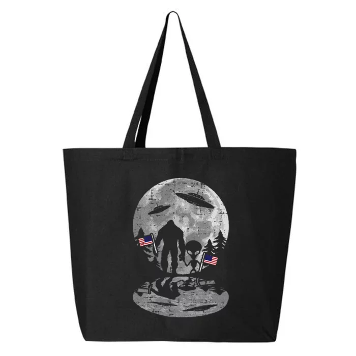 4th of July Bigfoot Alien UFO Funny Patriotic 25L Jumbo Tote