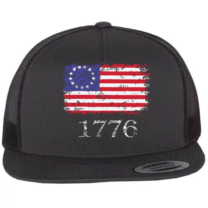 4th Of July American Flag Betsy Ross 1776 Flat Bill Trucker Hat