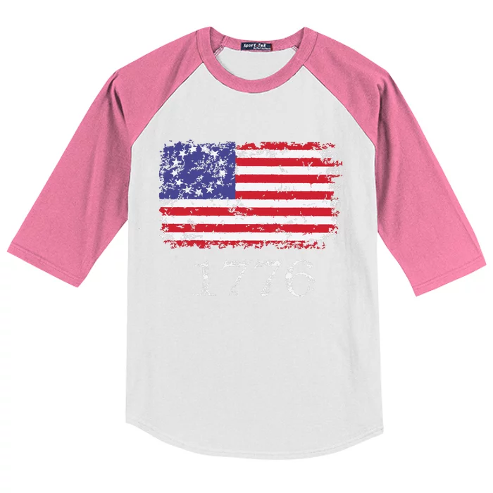 4th Of July American Flag Betsy Ross 1776 Kids Colorblock Raglan Jersey