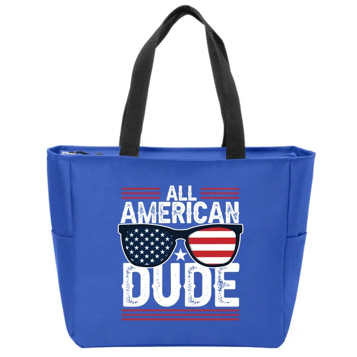 4th Of July All American Dude Sunglasses Usa Flag Patriotic Gift Zip Tote Bag