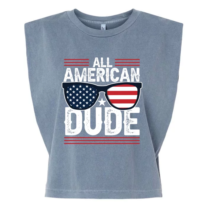 4th Of July All American Dude Sunglasses Usa Flag Patriotic Gift Garment-Dyed Women's Muscle Tee