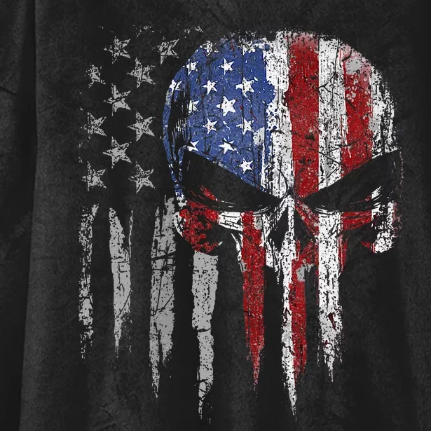 4th Of July For Women American Flag Skull Skeleton Hooded Wearable Blanket