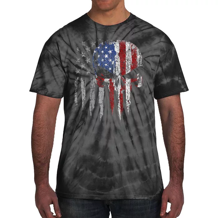 4th Of July For Women American Flag Skull Skeleton Tie-Dye T-Shirt