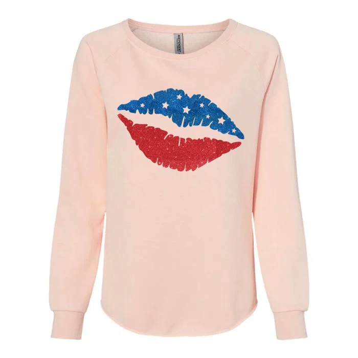 4th Of July Lips Celebration Womens California Wash Sweatshirt