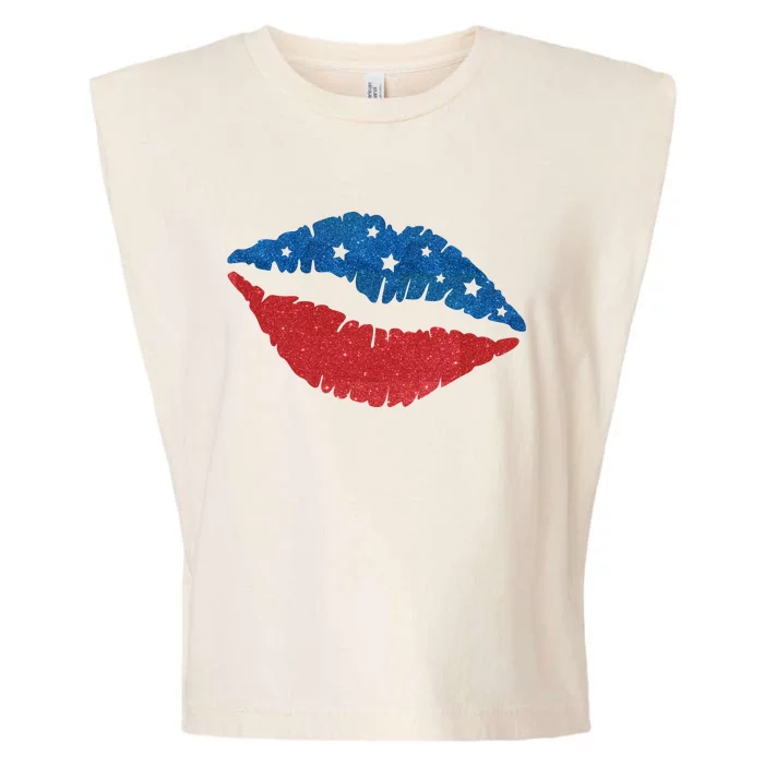 4th Of July Lips Celebration Garment-Dyed Women's Muscle Tee