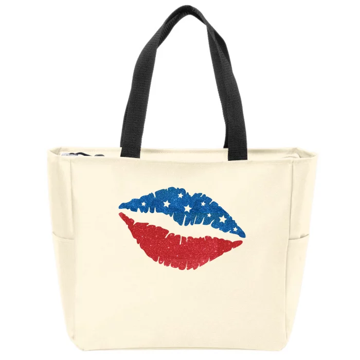 4th Of July Lips Celebration Zip Tote Bag