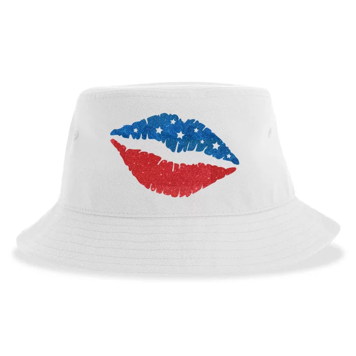 4th Of July Lips Celebration Sustainable Bucket Hat