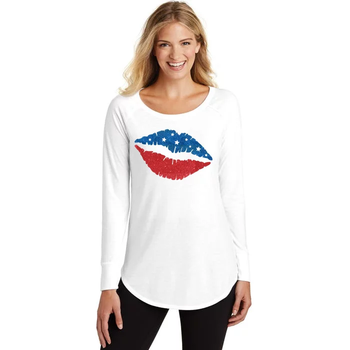 4th Of July Lips Celebration Women's Perfect Tri Tunic Long Sleeve Shirt