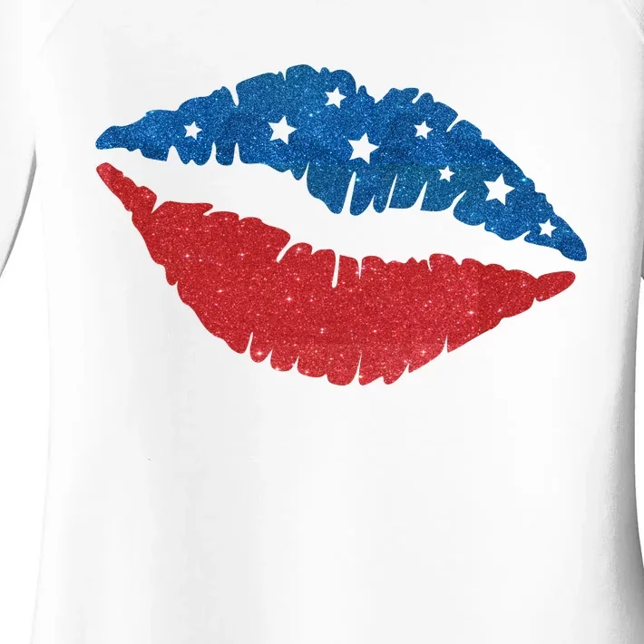 4th Of July Lips Celebration Women's Perfect Tri Tunic Long Sleeve Shirt