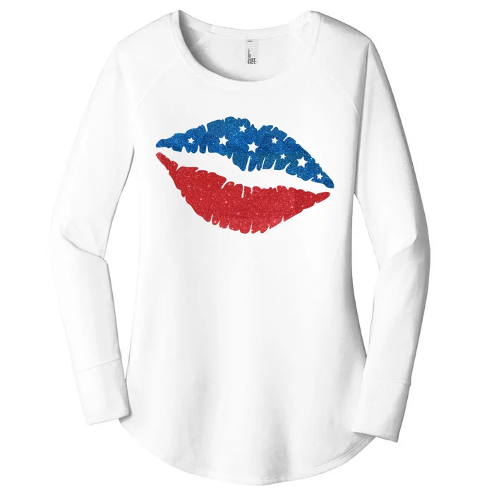 4th Of July Lips Celebration Women's Perfect Tri Tunic Long Sleeve Shirt