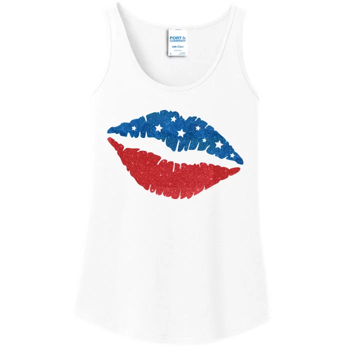 4th Of July Lips Celebration Ladies Essential Tank