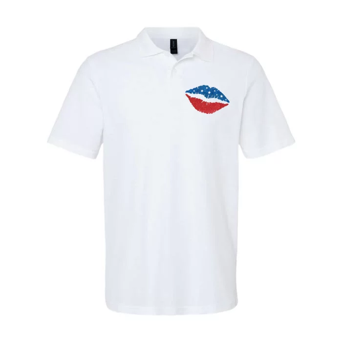 4th Of July Lips Celebration Softstyle Adult Sport Polo