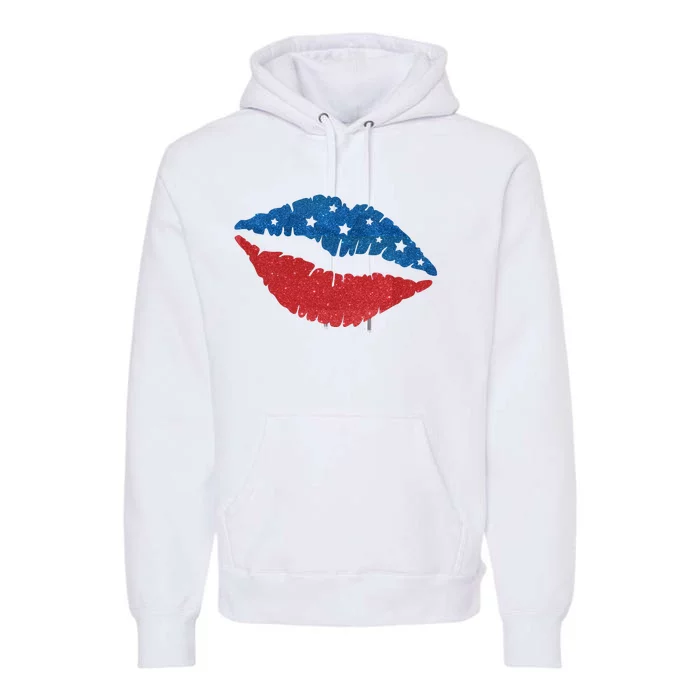 4th Of July Lips Celebration Premium Hoodie