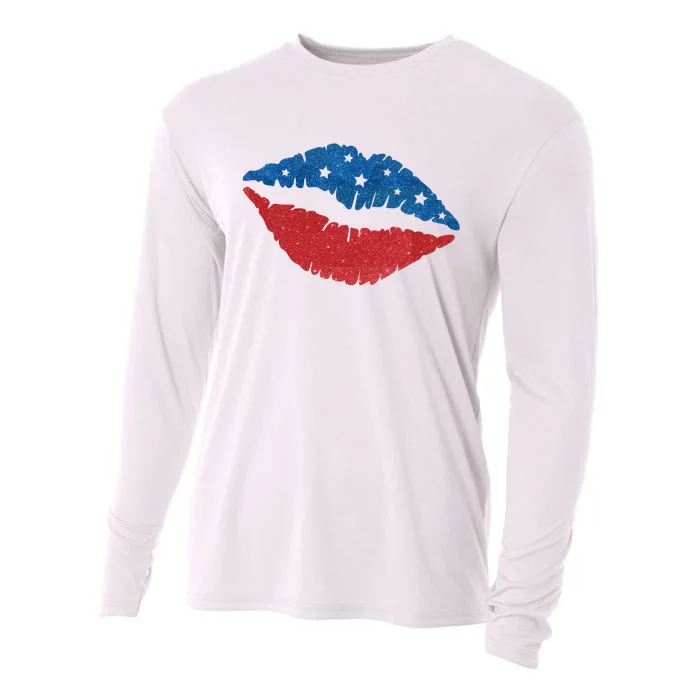 4th Of July Lips Celebration Cooling Performance Long Sleeve Crew