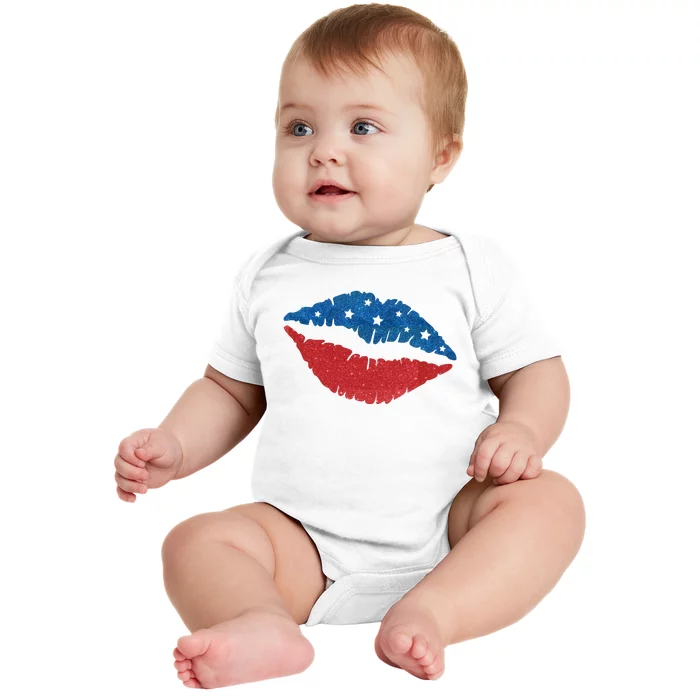 4th Of July Lips Celebration Baby Bodysuit