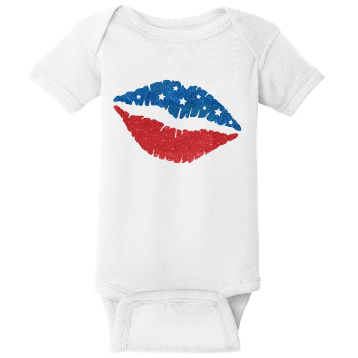 4th Of July Lips Celebration Baby Bodysuit