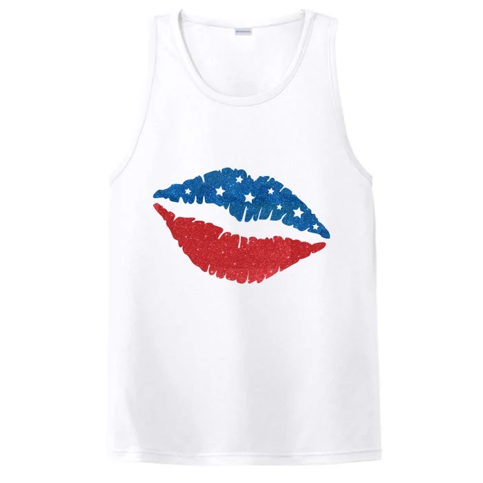 4th Of July Lips Celebration Performance Tank