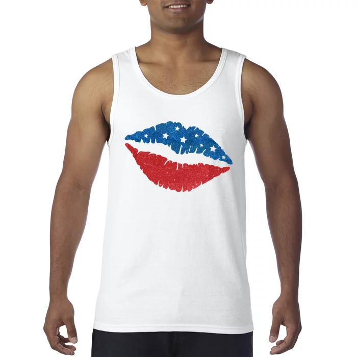 4th Of July Lips Celebration Tank Top