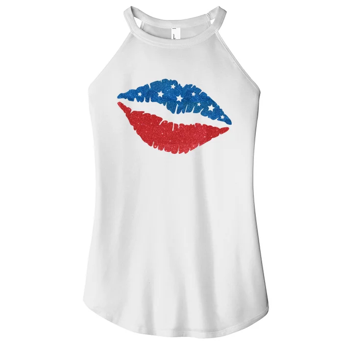 4th Of July Lips Celebration Women’s Perfect Tri Rocker Tank