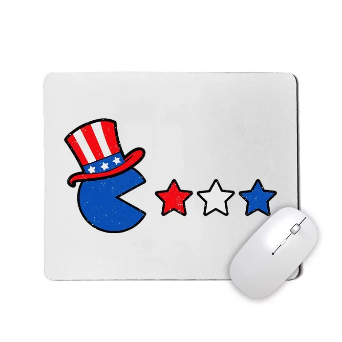 4th Of July Eating Usa Flag Stars Retro Gamer Mousepad