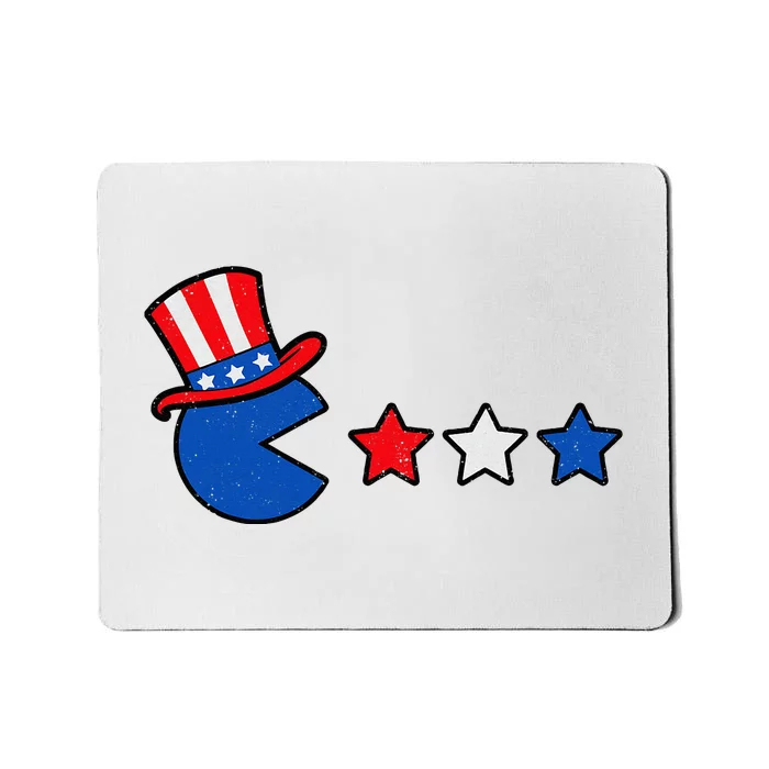 4th Of July Eating Usa Flag Stars Retro Gamer Mousepad