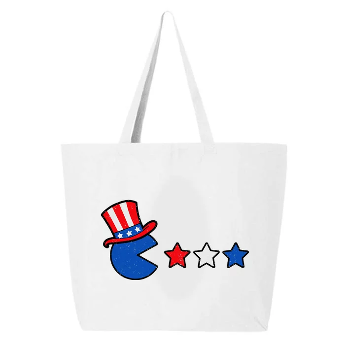 4th Of July Eating Usa Flag Stars Retro Gamer 25L Jumbo Tote