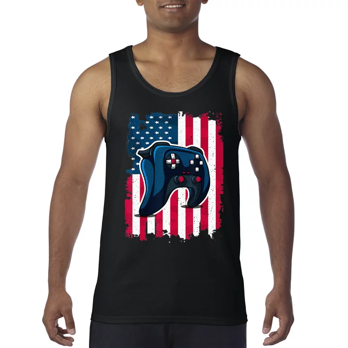 4Th Of July Video Gamer Usa American Flag Patriotic Vintage Tank Top