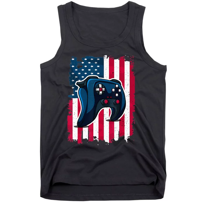 4Th Of July Video Gamer Usa American Flag Patriotic Vintage Tank Top