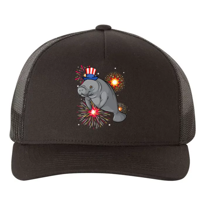 4th of July Manatee Marine Biologist Patriotic Fireworks Yupoong Adult 5-Panel Trucker Hat