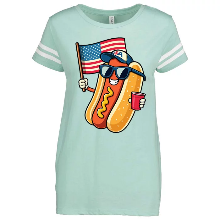 4th Of July Hotdog Fourth Of July Patriotic Enza Ladies Jersey Football T-Shirt