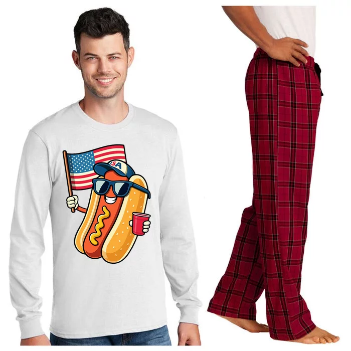 4th Of July Hotdog Fourth Of July Patriotic Long Sleeve Pajama Set