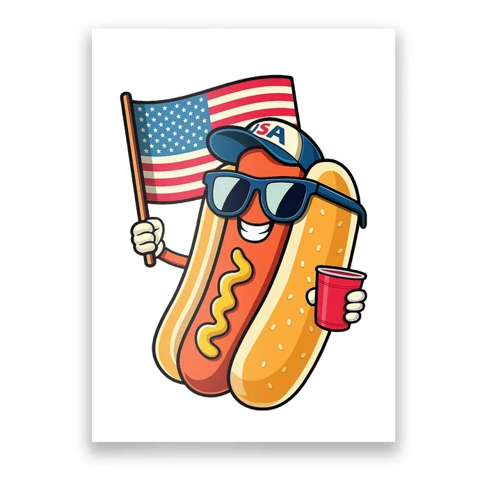 4th Of July Hotdog Fourth Of July Patriotic Poster