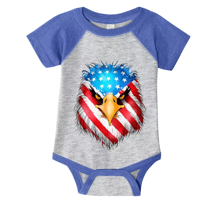 4th Of July Patriotic Eagle Usa American Flag Infant Baby Jersey Bodysuit