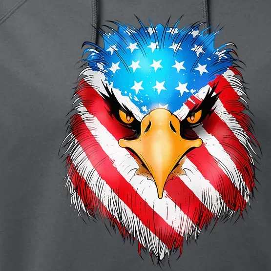 4th Of July Patriotic Eagle Usa American Flag Performance Fleece Hoodie