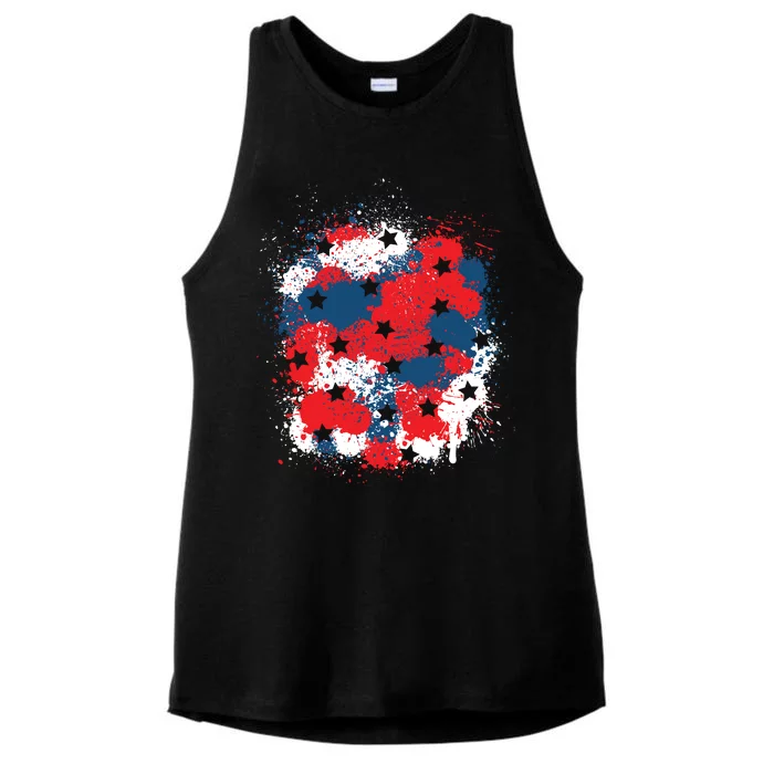 4th Of July Color Splash Ladies Tri-Blend Wicking Tank