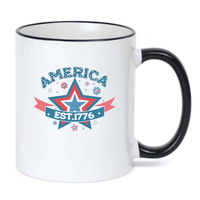 4th Of July Retro America Est. 1776 Gift Black Color Changing Mug