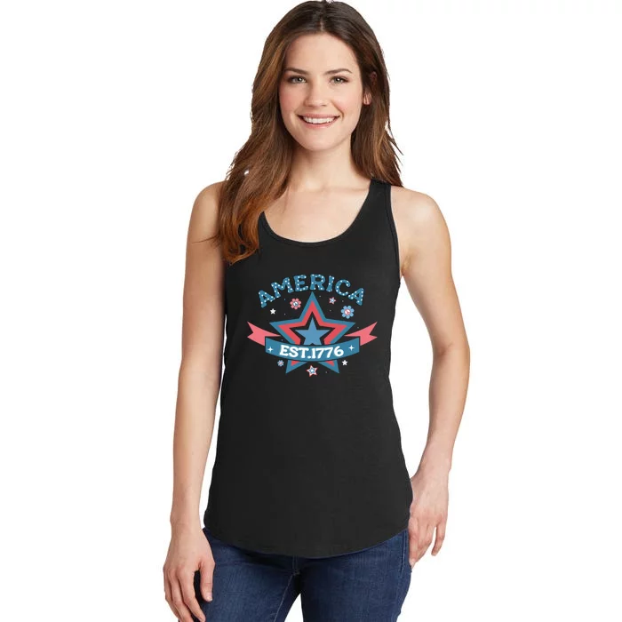 4th Of July Retro America Est. 1776 Gift Ladies Essential Tank