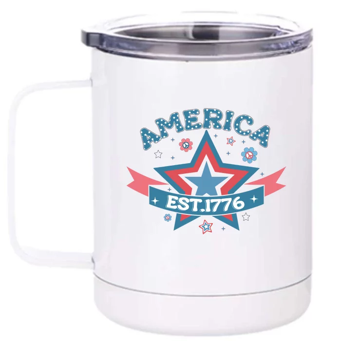 4th Of July Retro America Est. 1776 Gift Front & Back 12oz Stainless Steel Tumbler Cup