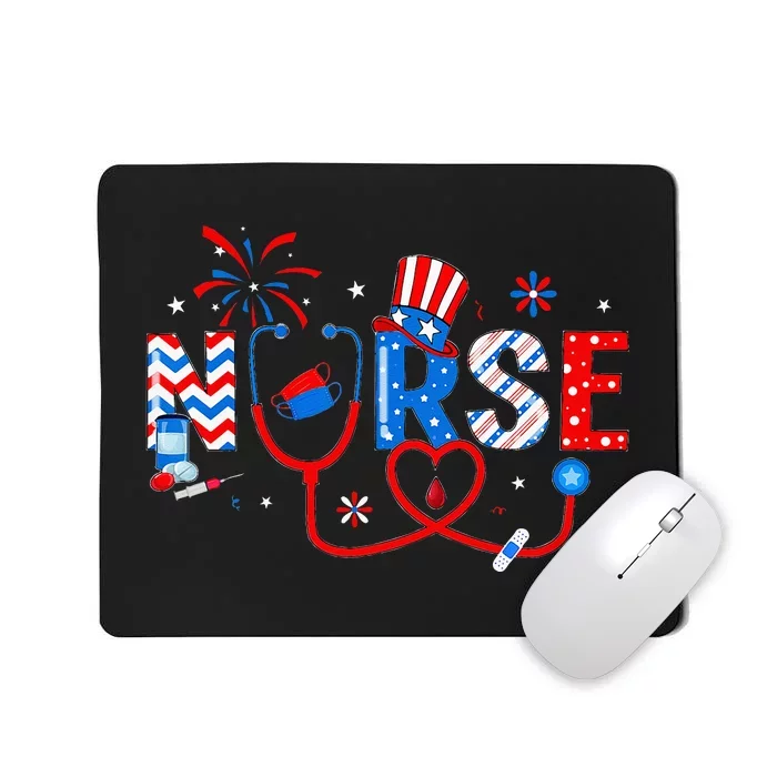 4th Of July Nursing For Women Stethoscope Nurse Graduation Mousepad