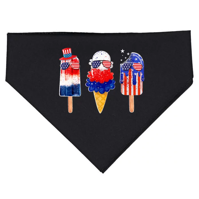 4th Of July Popsicle Red White Blue American Flag USA-Made Doggie Bandana