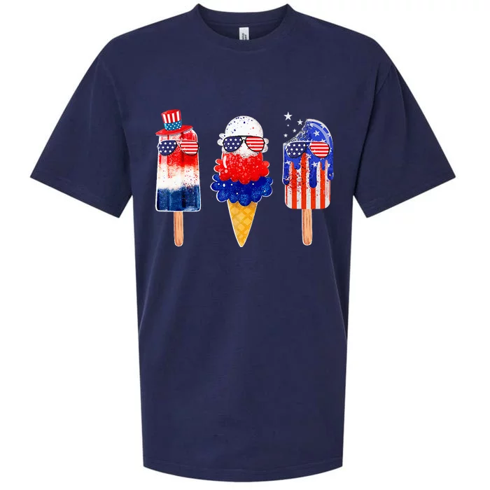 4th Of July Popsicle Red White Blue American Flag Sueded Cloud Jersey T-Shirt