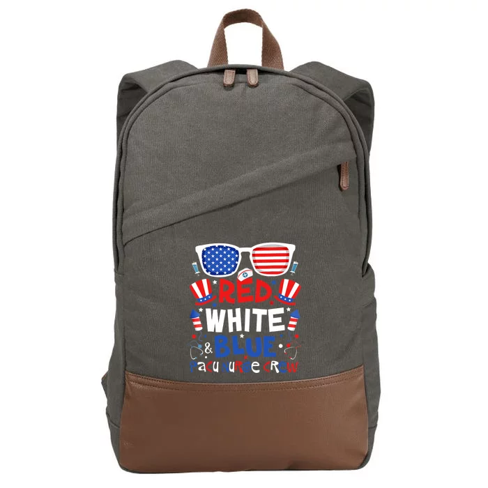 4th Of July Red White Blue PACU Nurse Crew Patriotic Nursery Cotton Canvas Backpack