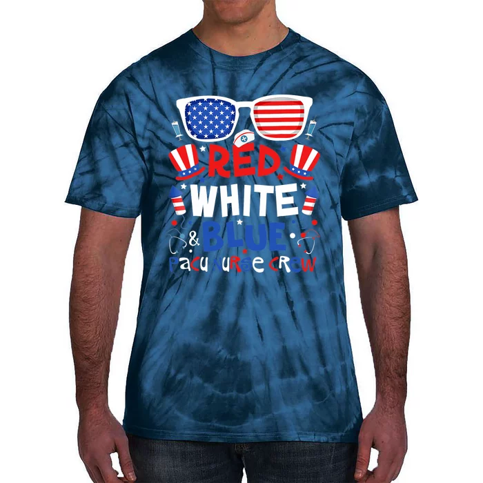 4th Of July Red White Blue PACU Nurse Crew Patriotic Nursery Tie-Dye T-Shirt