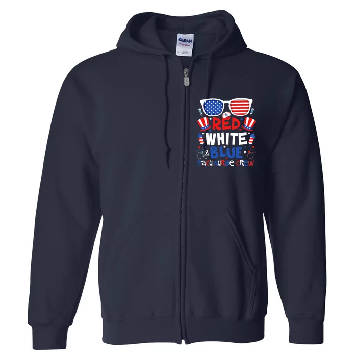 4th Of July Red White Blue PACU Nurse Crew Patriotic Nursery Full Zip Hoodie