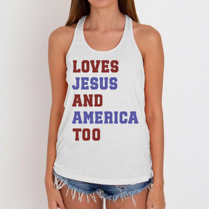 4th Of July God Bless America Vintage 4th Of July Women's Knotted Racerback Tank