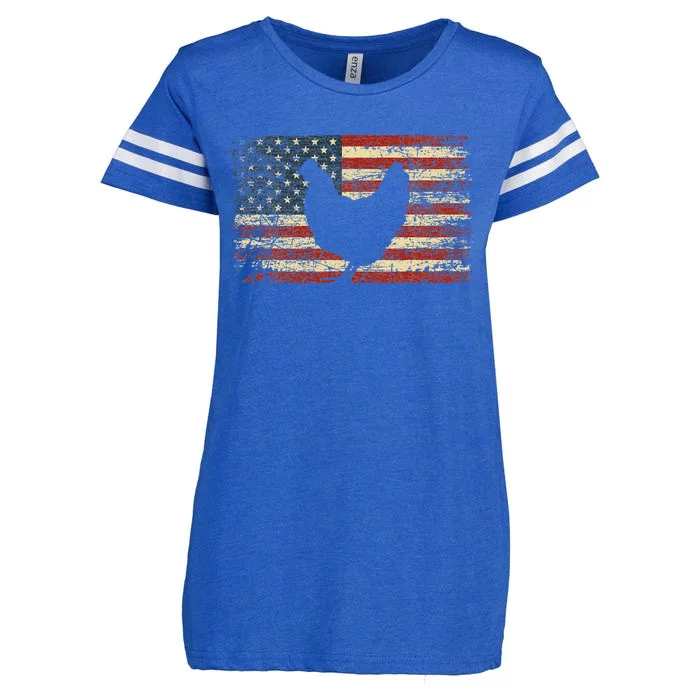 4th of July Chicken Patriotic American Flag Enza Ladies Jersey Football T-Shirt